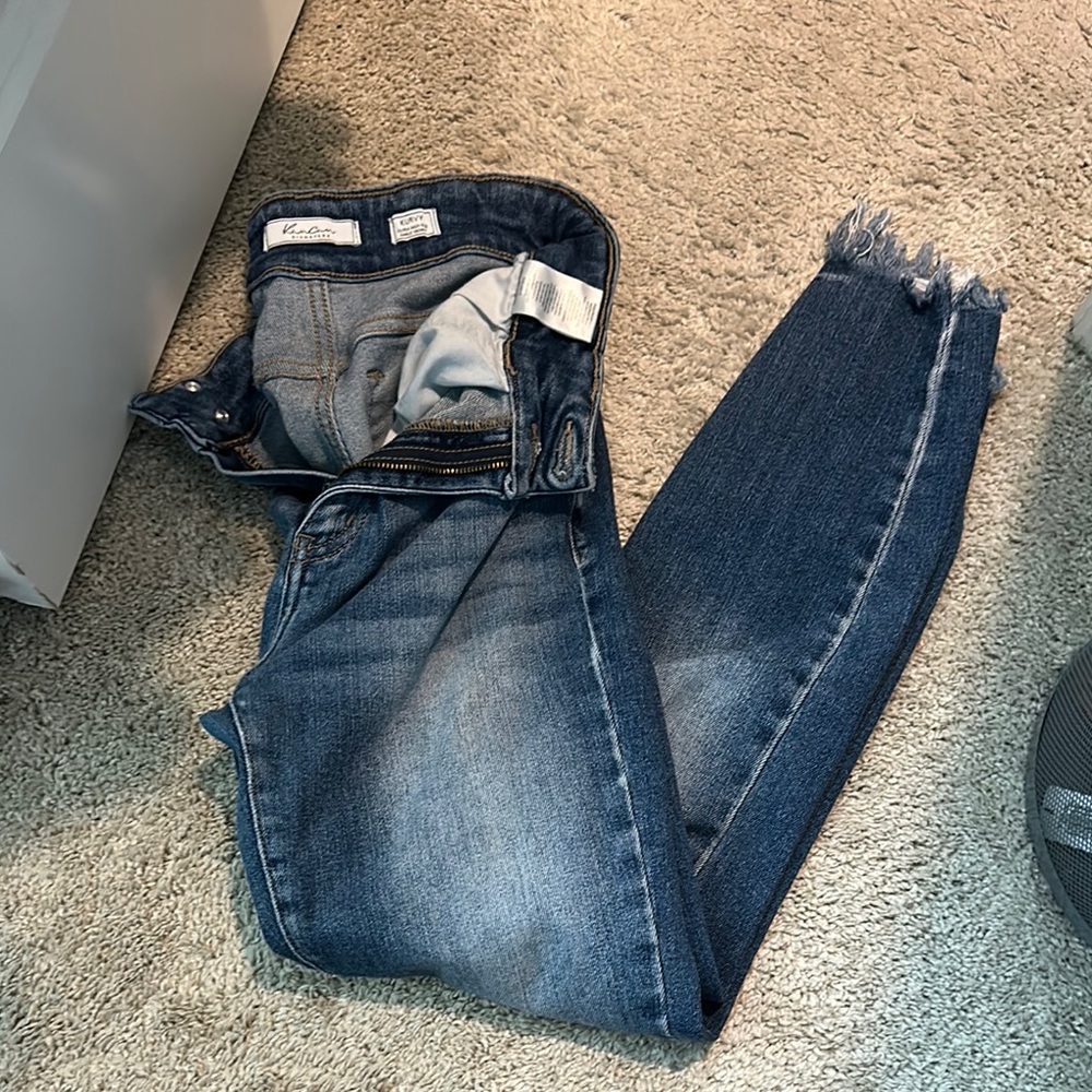 KanCan Blue Skinny Jeans with Distressed Wash